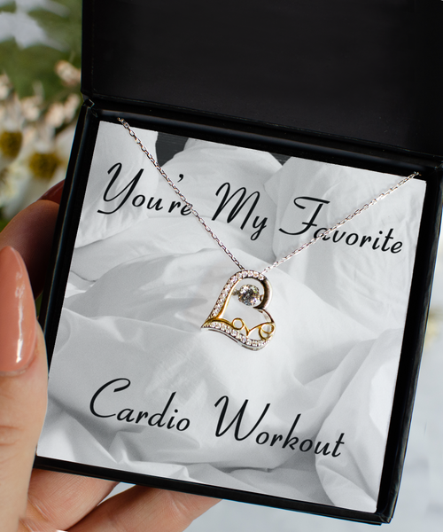 Sexy Gift for Girlfriend for Valentine's Day Wife Gift You're My Favorite Cardio Workout Sterling Silver 14K Gold Plated CZ Heart Necklace