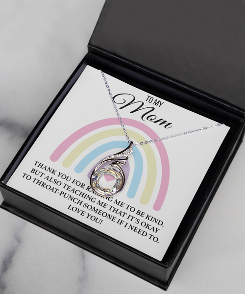 Funny Mother's Day Gift for Badass Mom Appreciation To My Mom Throat Punch Message Card Phoenix Necklace for Military Mom