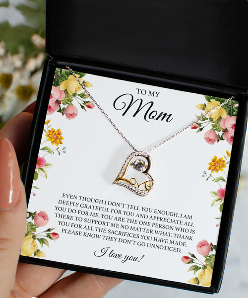 To My Mom Gift for Mamas Gifts for Mother’s Day 14K Gold Plated Sterling Silver Cubic Zirconia Heart Pendant Necklace Gifts for Her From Daughter From Son
