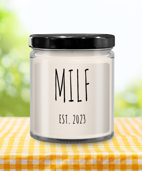 MILF 2023 Candle 9 oz Vanilla Scented Soy Wax Blend Candles Funny Gift
