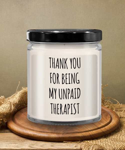 Thank You for Being My Unpaid Therapist Candle 9 oz Vanilla Scented Soy Wax Blend Candles Funny Gift