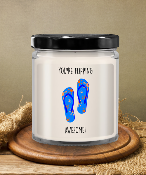 Congratulations You're Flipping Awesome Candle 9 oz Vanilla Scented Soy Wax Blend Candles Funny Gift