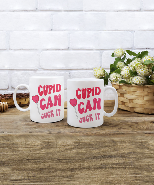 Anti Valentines Day, Anti Valentine, Galentine Card, Galentines Day, Cupid Can Suck It, Mug Sarcastic Coffee Cup