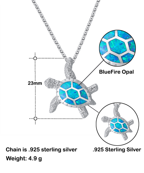 Opal Turtle Necklace Turtle Pendant Turtle Charm Sea Turtle Gift Tortoise Necklace Blue Fire Opal Encouragement Gift