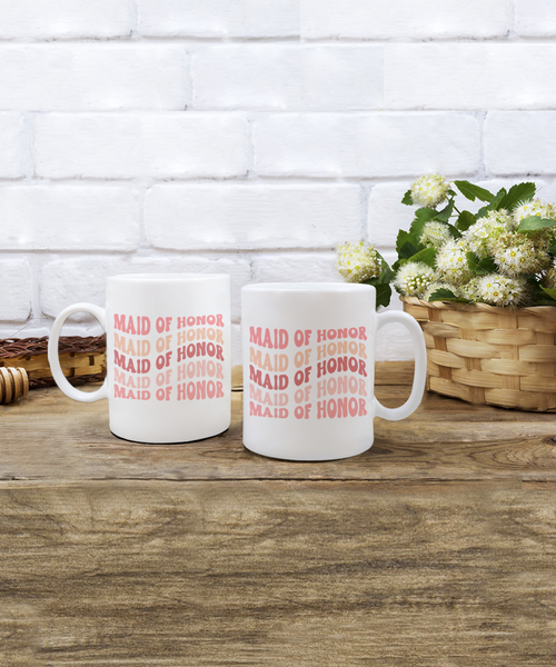 Maid of Honor Mug, MOH Mug, Bridesmaid Mug, Groovy Bachelorette, Groovy Bridesmaid, Retro Bridesmaid Mug, Bridal Party Mugs, Wedding Day
