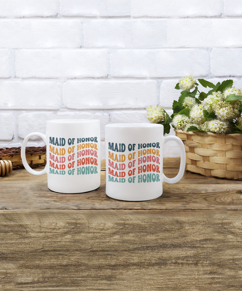 Maid of Honor Mug, MOH Mug, Bridesmaid Mug, Groovy Bachelorette, Groovy Bridesmaid, Retro Bridesmaid Mug, Bridal Party Mugs, Wedding Day, Bridal Party Gifts