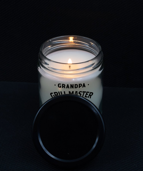 Grandpa Grillmaster The Man The Myth The Legend Candle 9 oz Vanilla Scented Soy Wax Blend Candles Funny Gift