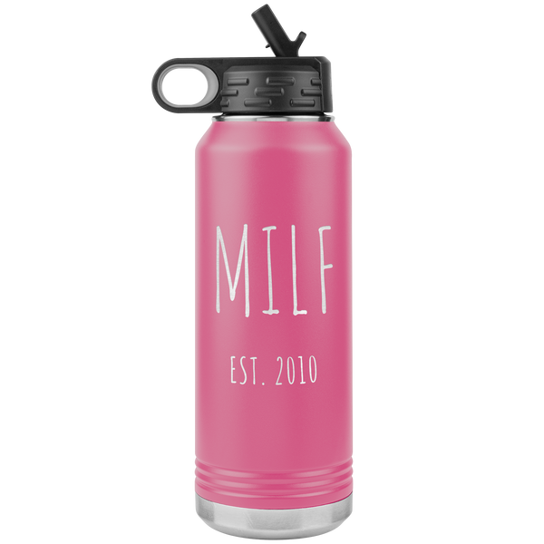 MILF Mug Push Present For New Mom Gifts Funny Mother Est 2010 Water Bottle Baby Shower Future Mom Pregnant Congratulations 32oz BPA Free