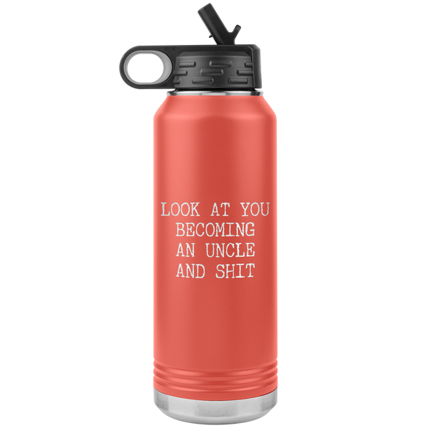 New Uncle Gift Look at You Becoming an Uncle Insulated Water Bottle Tumbler 32oz BPA Free