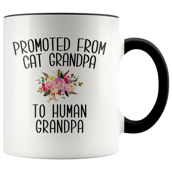Promoted From Cat Grandpa To Human Grandpa Mug Grandfather Pregnancy Announcement Father in Law Reveal Gift for Him