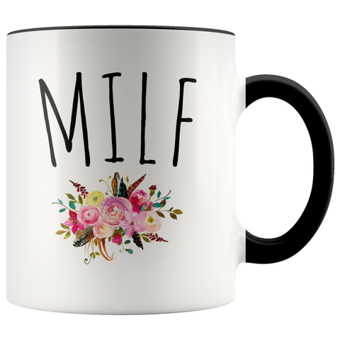 MILF Mug New Mom Gag Gift Funny Wife Gifts for Mother's Day Floral Coffee Cup