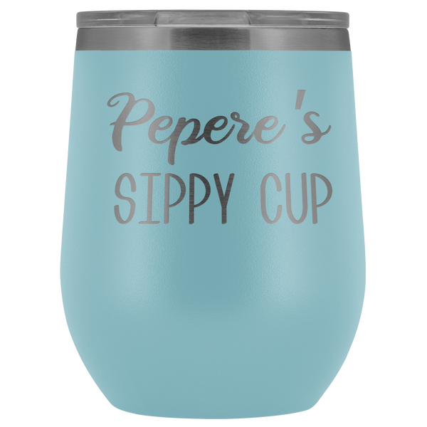 Pepere's Sippy Cup Pepere Wine Tumbler Gifts Funny Stemless Stainless Steel Insulated Tumblers Hot Cold BPA Free 12oz Travel Cup