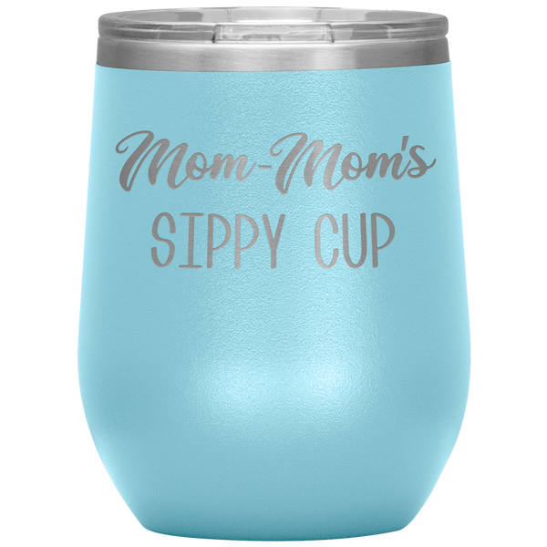 Mom-Mom's Sippy Cup Wine Tumbler Gifts Funny Stemless Insulated Wine Tumblers Hot Cold BPA Free 12oz Travel Cup