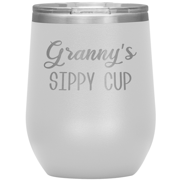 Granny's Sippy Cup Gift for Granny Funny Stemless Stainless Steel Insulated Wine Tumbler BPA Free 12oz