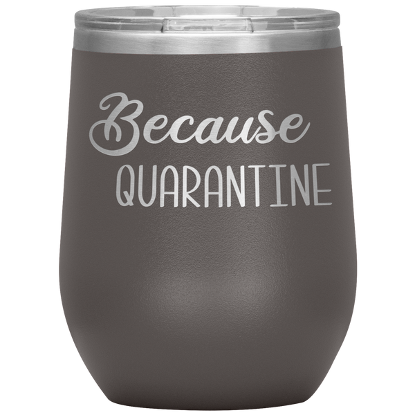 Quarantine 2020 Wine Tumbler Because Quarantine Funny Wine Glass Quarantine Gift Stemless Insulated BPA Free 12oz Travel Cup