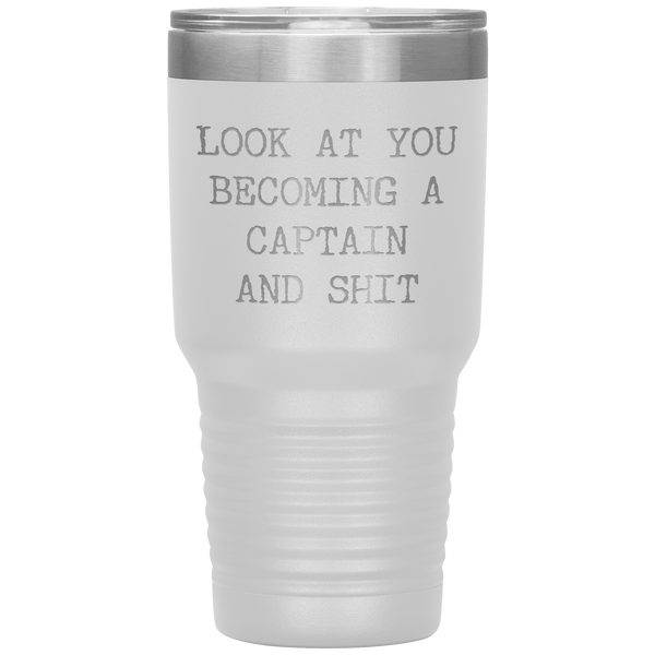 Promoted to Captain Gift Look at You Becoming a Captain Mug Tumbler Travel Coffee Cup 30oz BPA Free