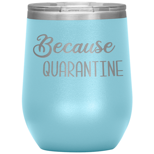 Quarantine 2020 Wine Tumbler Because Quarantine Funny Wine Glass Quarantine Gift Stemless Insulated BPA Free 12oz Travel Cup