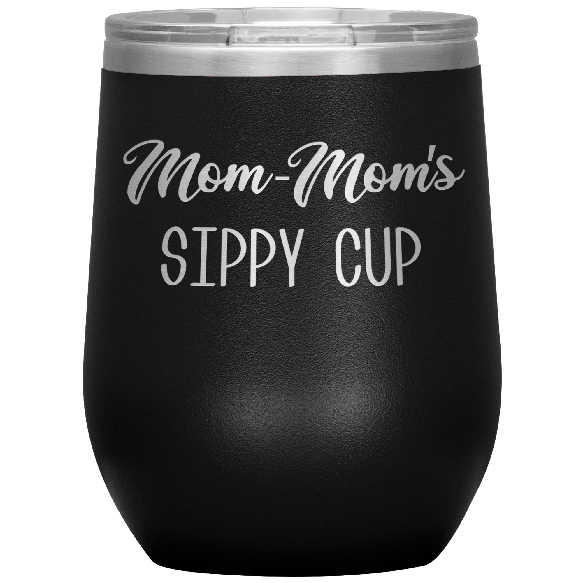 Mom-Mom's Sippy Cup Wine Tumbler Gifts Funny Stemless Insulated Wine Tumblers Hot Cold BPA Free 12oz Travel Cup