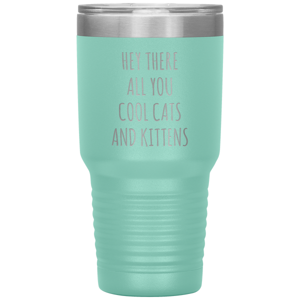 Hey There All You Cool Cats and Kittens Mug Funny Tumbler Insulated Travel Coffee Cup 30oz BPA Free