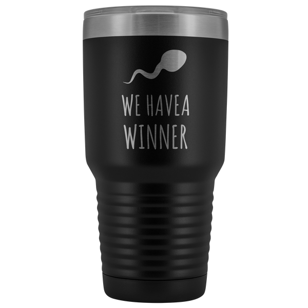 Funny Pregnancy Announcement Reveal Gift to Husband Baby Announcement We Have a Winner Tumbler Metal Mug Insulated Hot Cold Travel Coffee Cup 30oz BPA Free