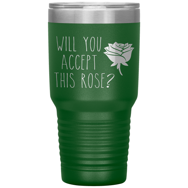 Will You Accept This Rose Tumbler Romantic Gift Travel Coffee Cup 30oz BPA Free