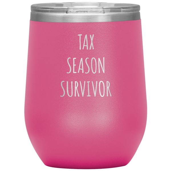 Tax Season Survivor Accountant Tax Preparer Taxes Accounting Stemless Insulated Wine Tumbler BPA Free 12oz