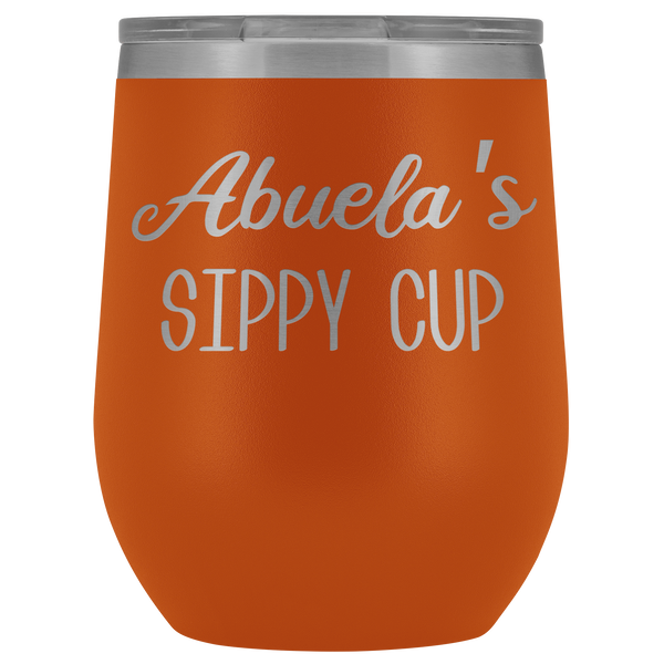 Abuela's Sippy Cup Abuela Wine Tumbler Gifts Funny Stemless Stainless Steel Insulated Wine Tumblers Hot Cold BPA Free 12oz Travel Cup