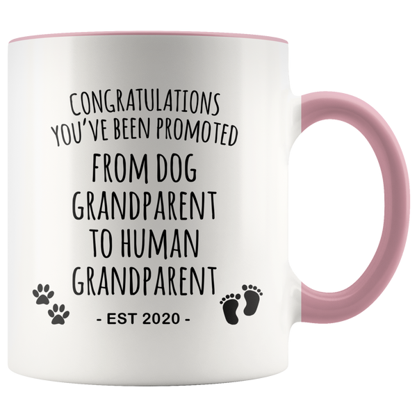 Dog Grandparent To Human Grandparent Mug Est 2020 Pregnancy Reveal First Time Grandparent Gift Promoted to Grandparent Cup Baby Announcement