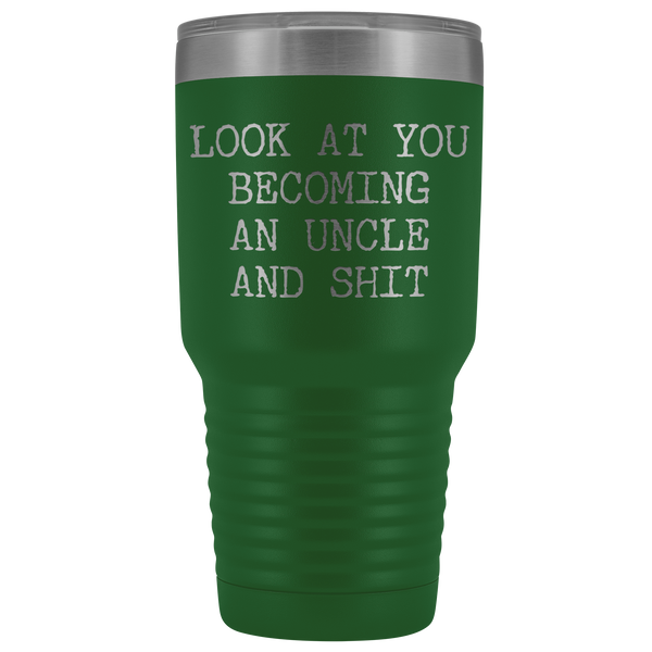 New Uncle Gift Look at You Becoming An Uncle Tumbler Metal Mug Insulated Hot Cold Travel Coffee Cup 30oz BPA Free