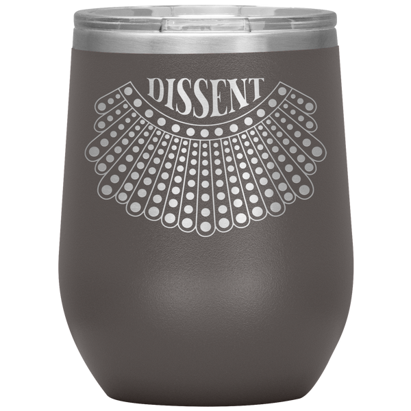 I Dissent Lace Collar Ruth Bader Ginsburg Notorious RBG Feminist Gifts Stemless Stainless Steel Insulated Wine Tumbler BPA Free 12oz
