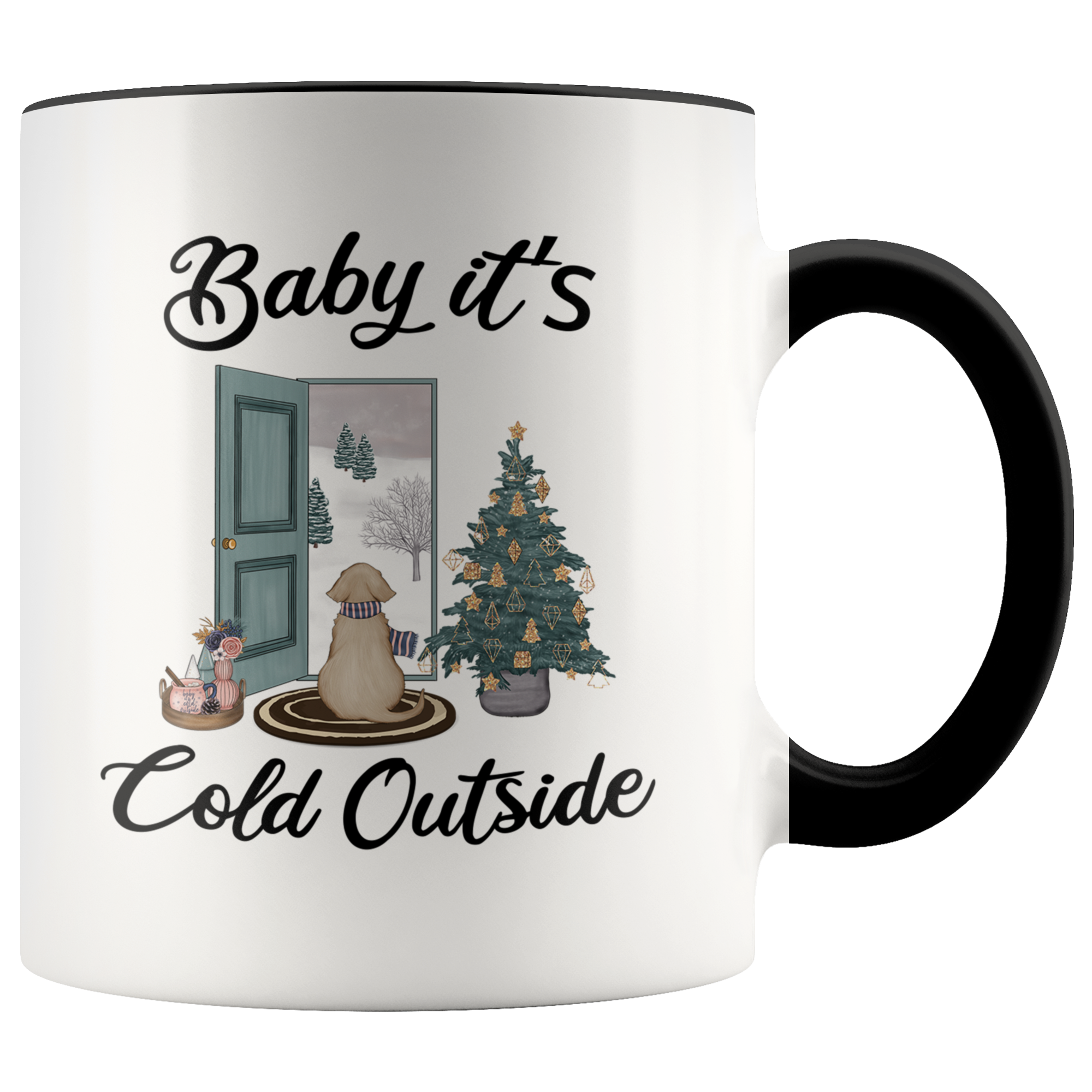 Baby it's Cold Outside Mug Christmas Gift Cute Winter Mugs with Sayings Gift for Grandma Dog Lover Coffee Cup Stocking Stuffer