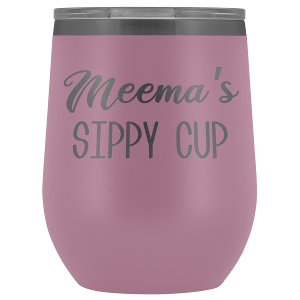 Meema's Sippy Cup Meema Wine Tumbler Gifts for Meemas Funny Stemless Stainless Steel Insulated Tumblers Hot Cold BPA Free 12oz Travel Cup