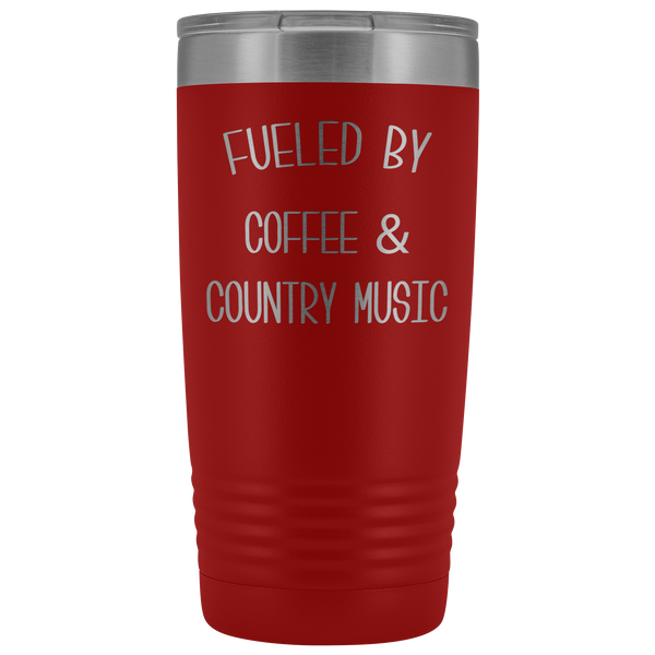 Fueled By Coffee & Country Music Tumbler Insulated Travel Coffee Cup Cute Country Western Fan Gift for Men Women Nashville Mug BPA Free 20oz