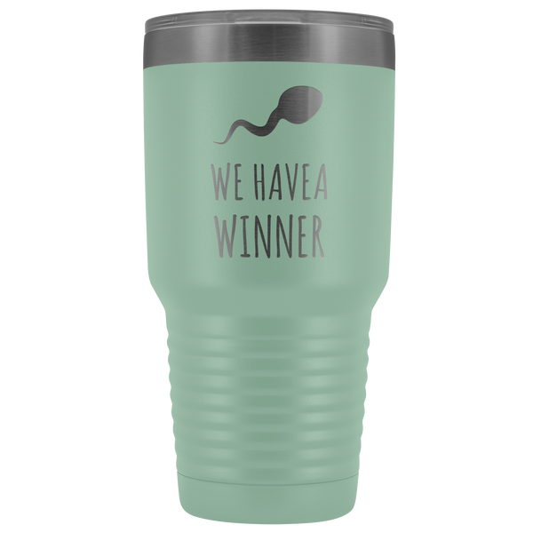 Funny Pregnancy Announcement Reveal Gift to Husband Baby Announcement We Have a Winner Tumbler Metal Mug Insulated Hot Cold Travel Coffee Cup 30oz BPA Free