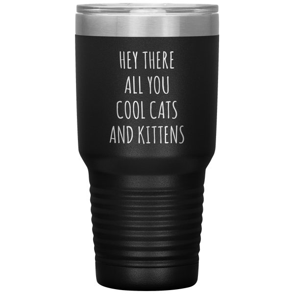 Hey There All You Cool Cats and Kittens Mug Funny Tumbler Insulated Travel Coffee Cup 30oz BPA Free