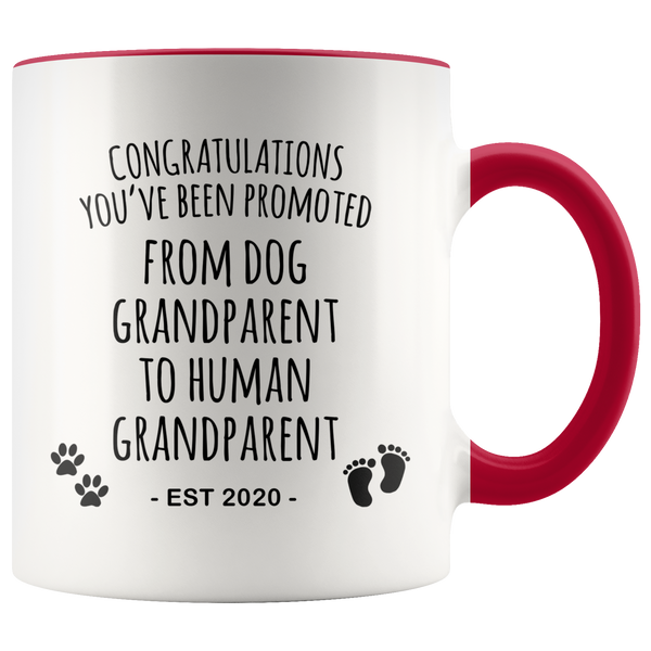 Dog Grandparent To Human Grandparent Mug Est 2020 Pregnancy Reveal First Time Grandparent Gift Promoted to Grandparent Cup Baby Announcement