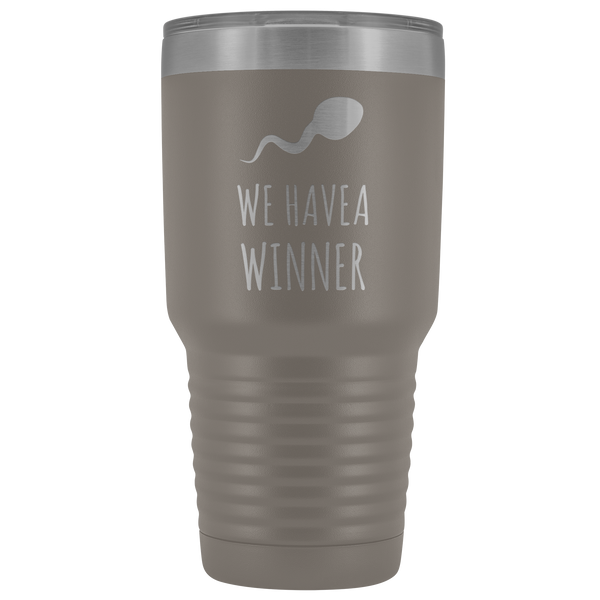 Funny Pregnancy Announcement Reveal Gift to Husband Baby Announcement We Have a Winner Tumbler Metal Mug Insulated Hot Cold Travel Coffee Cup 30oz BPA Free
