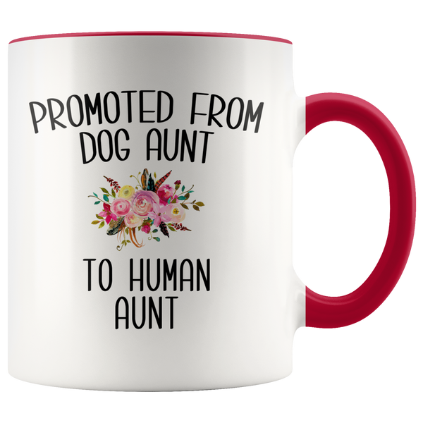 Promoted From Dog Aunt To Human Aunt Mug New Aunt Pregnancy Announcement Aunt Reveal Gift for Her Baby Shower Gifts