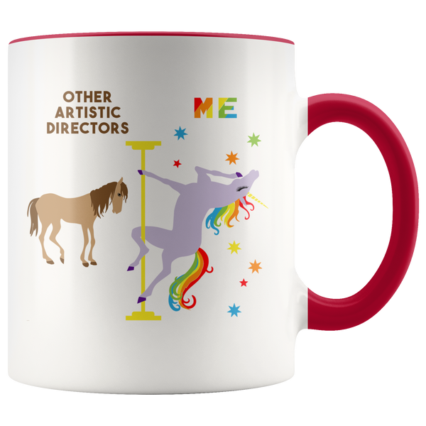 Funny Artistic Director Gift Artistic Directors Mug Coffee Cup Rainbow Pole Dancing Unicorn