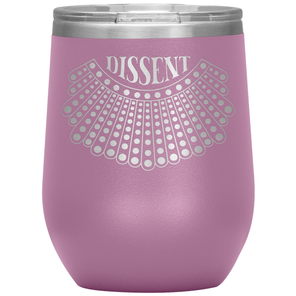 I Dissent Lace Collar Ruth Bader Ginsburg Notorious RBG Feminist Gifts Stemless Stainless Steel Insulated Wine Tumbler BPA Free 12oz