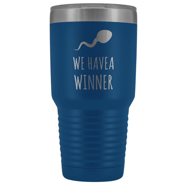 Funny Pregnancy Announcement Reveal Gift to Husband Baby Announcement We Have a Winner Tumbler Metal Mug Insulated Hot Cold Travel Coffee Cup 30oz BPA Free