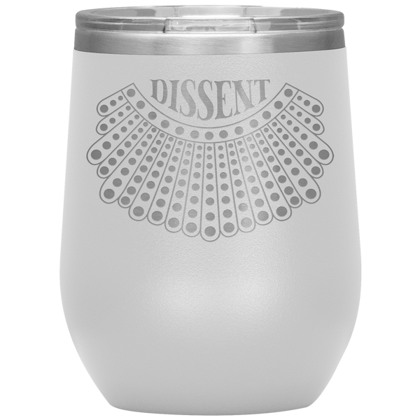 I Dissent Lace Collar Ruth Bader Ginsburg Notorious RBG Feminist Gifts Stemless Stainless Steel Insulated Wine Tumbler BPA Free 12oz
