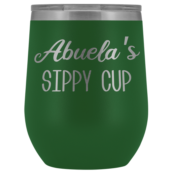 Abuela's Sippy Cup Abuela Wine Tumbler Gifts Funny Stemless Stainless Steel Insulated Wine Tumblers Hot Cold BPA Free 12oz Travel Cup