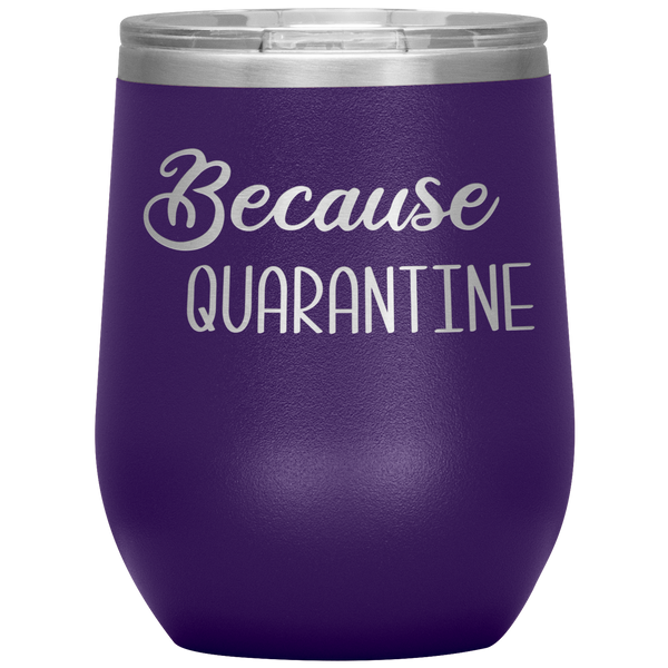 Quarantine 2020 Wine Tumbler Because Quarantine Funny Wine Glass Quarantine Gift Stemless Insulated BPA Free 12oz Travel Cup