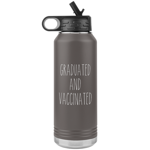 Class of 2021 Graduation Gift Graduated and Vaccinated Insulated Water Bottle Tumbler 32oz BPA Free