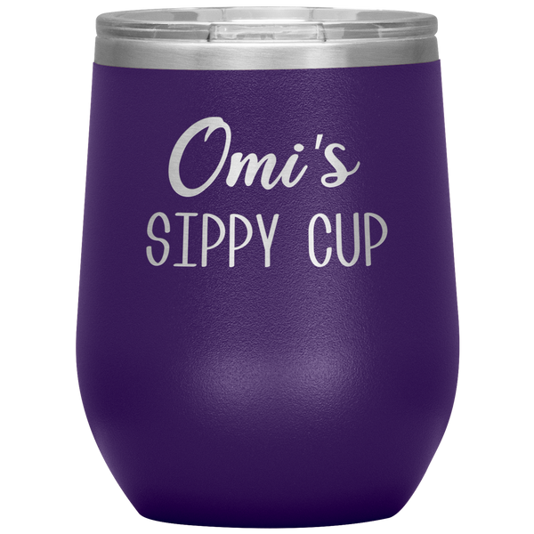 Omi's Sippy Cup Omi Wine Tumbler Gifts Funny Stemless Stainless Steel Insulated Wine Tumblers BPA Free 12oz Travel Cup