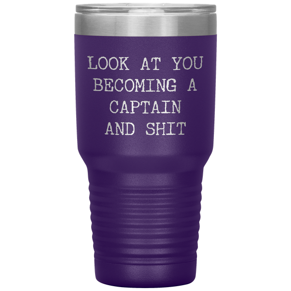 Promoted to Captain Gift Look at You Becoming a Captain Mug Tumbler Travel Coffee Cup 30oz BPA Free