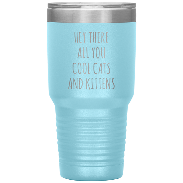 Hey There All You Cool Cats and Kittens Mug Funny Tumbler Insulated Travel Coffee Cup 30oz BPA Free