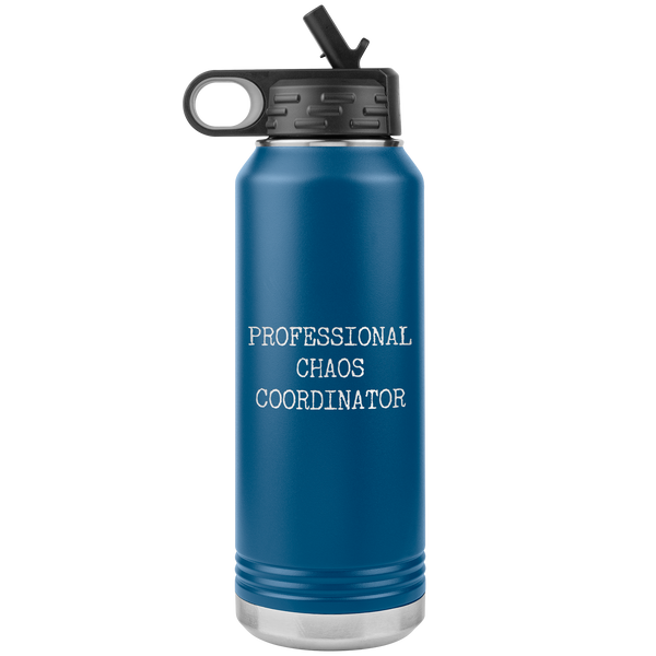 Professional Chaos Coordinator Funny Work Coworker Gift Insulated Water Bottle Tumbler 32oz BPA Free