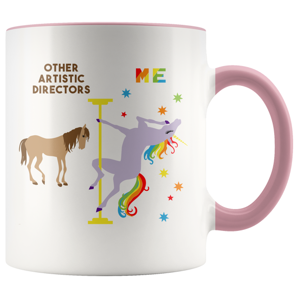 Funny Artistic Director Gift Artistic Directors Mug Coffee Cup Rainbow Pole Dancing Unicorn